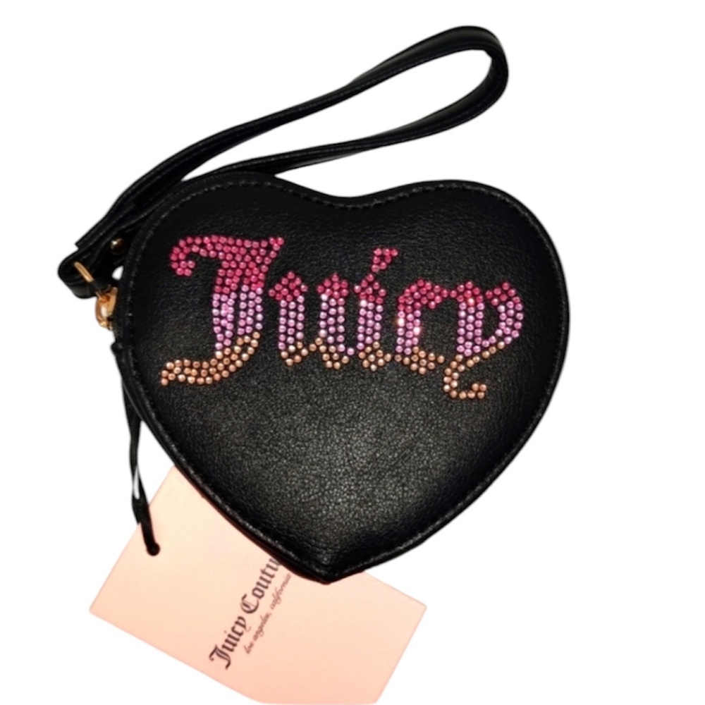 Juicy Couture NWT Heart "Breakin the Rules" Wristlet Pouch w/ Ombre Crystals ✨️